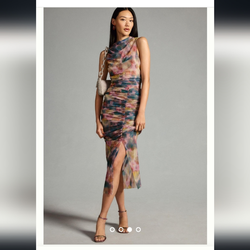 2 pc set! Anthropologie Mesh Watercolor Floral EUC - Picture 3 of 9